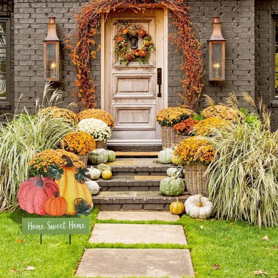 Outdoor Fall Decor, 22" Decorative Garden Stakes {3}