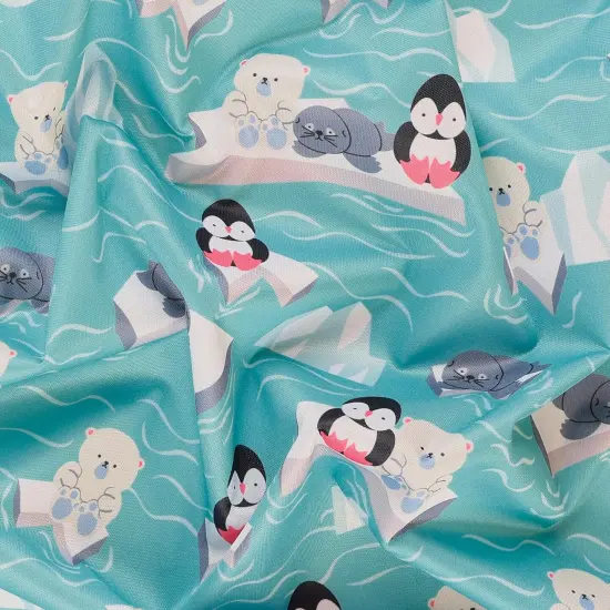 Mook Fabrics Buddies Printed PUL Fabric [60 in. Wide] - By The Yard Polar Buddies Ocean {2}