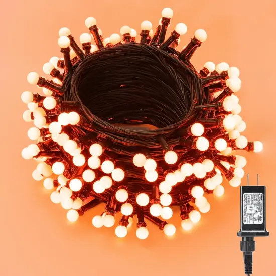 66ft 200 LED Orange Halloween String Lights Connectable {1}