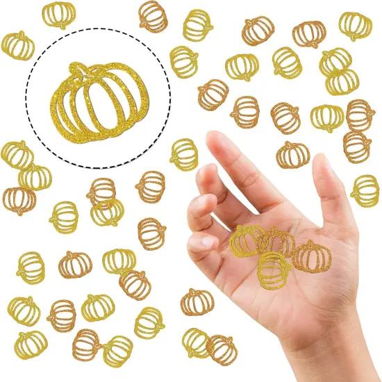 120 PCS Pumpkin Glitter Little Pumpkin Table Confetti {3}