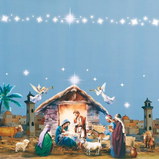 Collections Etc Detailed Holy Night Printed Tablecloth {6}