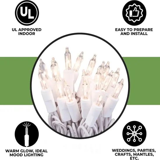 Clear 35 Count Christmas String Lights on White Wire Cord {3}