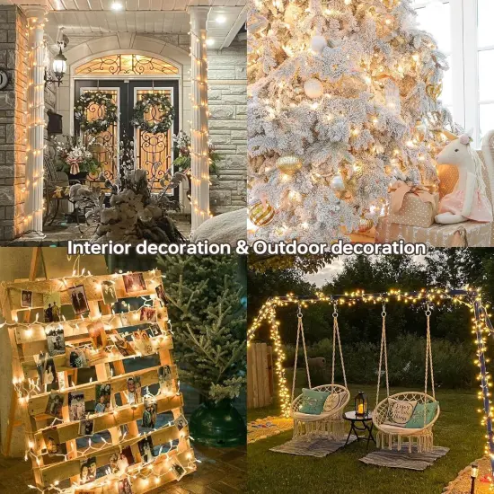 100 Count Clear Christmas Lights White Wire,23Feet Incandescent Clear Mini Lights,Connectable Indoor Outdoor Christmas Tree String {5}