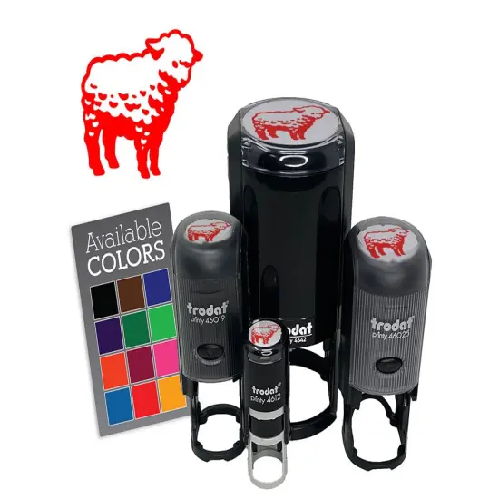 Realistic Fluffy Lamb Sheep Standing Self-Inking Rubber Stamp Crafting Planners Green {7}