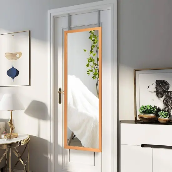 47.5" Full Length Bedroom Mirror with MDF Frame and Adjuatbale Hook for Over Door or Wall Mount Gold {4}
