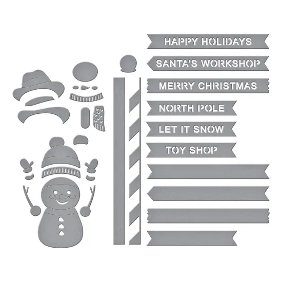 Spellbinders Etched Dies By Simon Hurley-North Pole Sentiments {2}