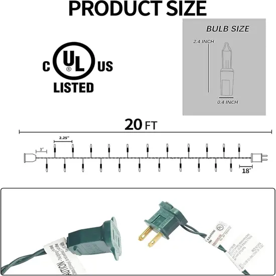 20FT 100 Count Incandescent Warm White Christmas Lights Outdoor {2}