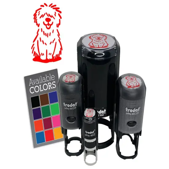 Shaggy Dog Sheepdog Sketch Fluffy Hairy Pet Self-Inking Rubber Stamp Crafting UV {7}