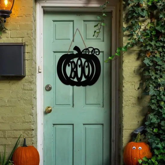 Halloween Door Hanger Black Boo Door Sign Decor - Pumpkin Style {3}