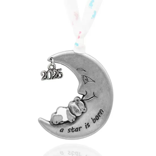 Gloria Duchin A Star is Born Baby on Moon Ornament {1}