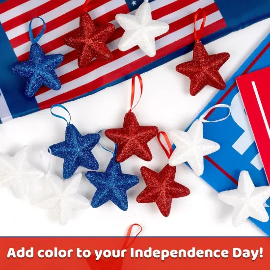 6cm - 24 Pcs 4th of July Decorations for Tree Ornaments ,Red White Blue {3}