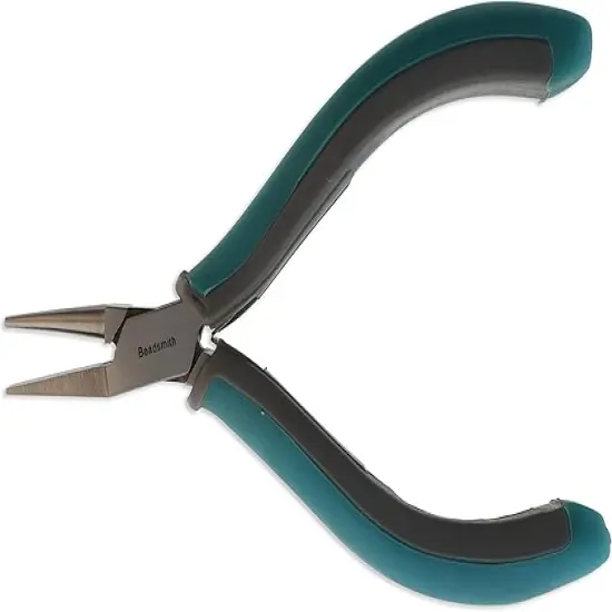 The Beadsmith Simply Modern Half Round/Half Flat Nose Pliers, with polished steel head, comfortable contoured grip handles and double-leaf springs, tool for jewelry making {5}