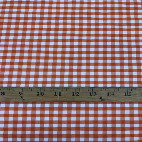 1 Yard Orange 1/8&Prime; Checkered Gingham Poly Cotton Fabric 58/59 Inch Wide Lightweight Non-Stretch Sewing Cloth {1}