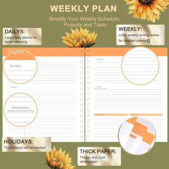 18 Months Planner 2025-2026 - 8.3 x 9.3 Inch (Sunflower) {4}