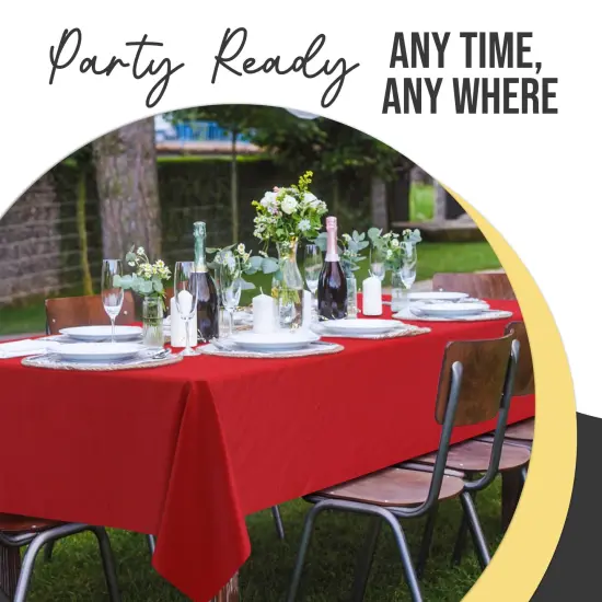 Exquisite 12-Pack Premium Plastic Tablecloth 54in. x 108in. Rectangle Plastic Table Cover Red {5}