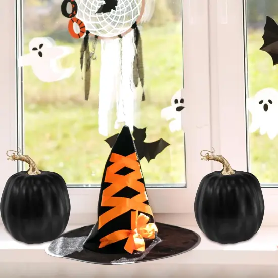 4 Pcs Black Artificial Pumpkins {2}