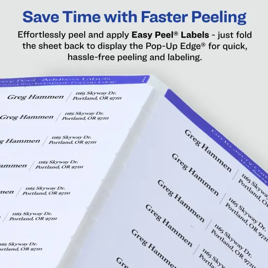 Avery Easy Peel Printable Address Labels with Sure Feed, 1" x 2-5/8", White, 750 Blank Mailing Labels for Laser Printers (5260) - 5 Pack {3}