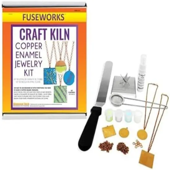 Copper Enamel Jewelry Kit &ndash; Make Glossy Jewelry in Minutes with Enamel Powder, Copper Blanks & Accessories {1}