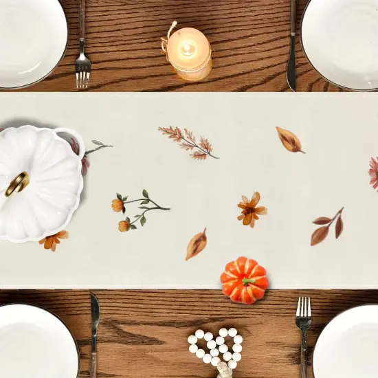 Fall Floral Table Runner 13x72 Inch, Autumn Fallen Leaves Decor- (Multicolor, 13" x 72") {3}
