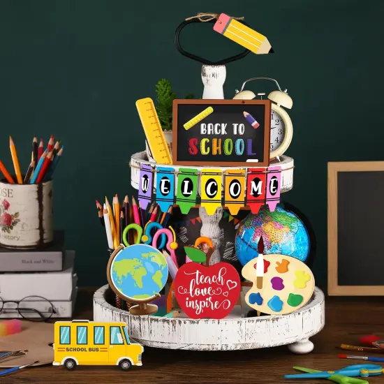 14 Pcs Back to School Tiered Tray Decorations {2}