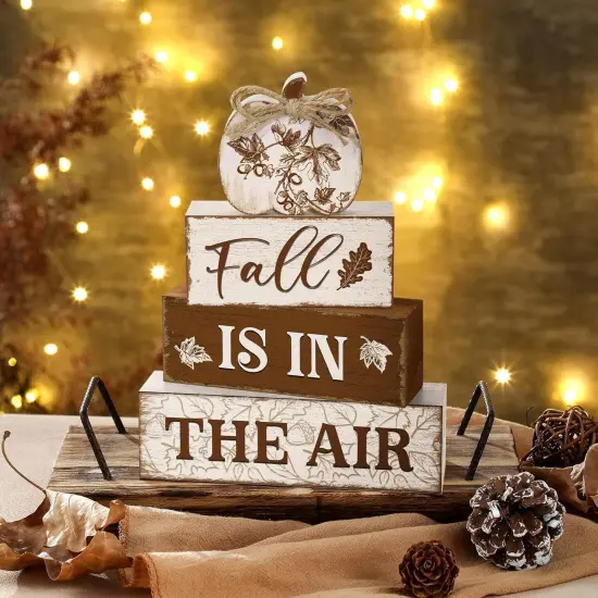 4 Pcs Fall Pumpkin Wooden Table Decorations {2}