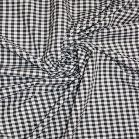 1 Yard Fine Black Gingham Poly Cotton Fabric 1/8 Inch Small Check Non Stretch 58/59 Inch Wide {1}