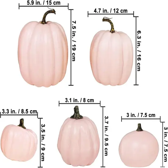 14 pcs Assorted Harvest Artificial White and Pink Pumpkins {3}