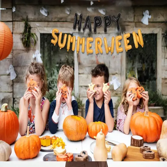Summerween Balloons Banner Summer Halloween Party Decorations {3}