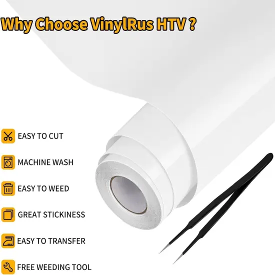 Heat Transfer Vinyl-12&rdquo; x 25ft White Iron on Vinyl Roll for Shirts {3}