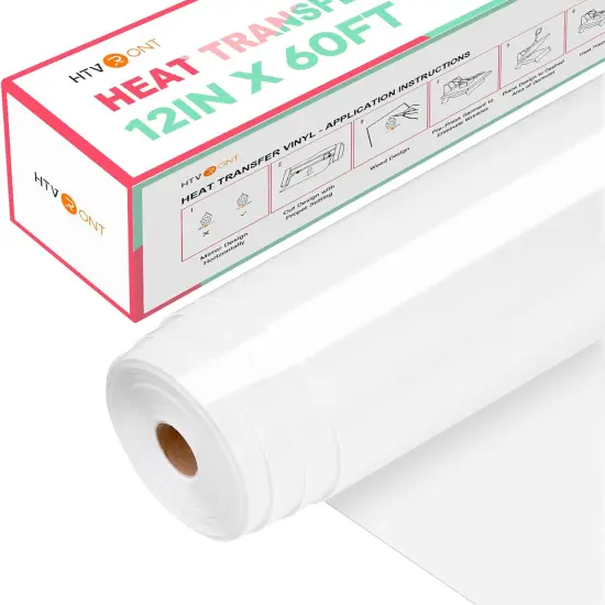 Heat Transfer Vinyl White Iron on Vinyl-12 x 60FT White HTV Vinyl {1}