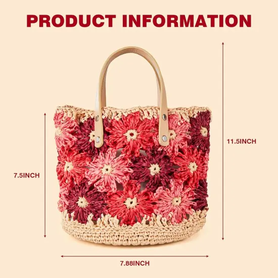 Crochet Kit - Floral Raffia Bucket Bag (Rosy Bloom) {2}