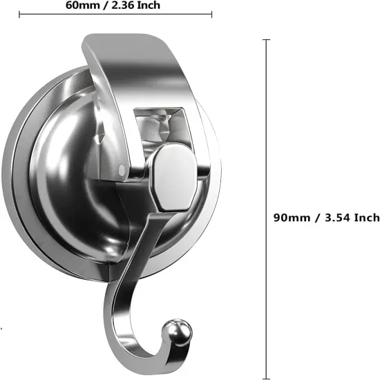 No drill suction cup hooks for bathroom 2 Pack Shower Towel Suction Hooks, Wall Mount Towel Holder, Silver {4}