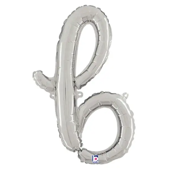 Betallic&reg; 24 Inch Script Letter B Silver Air Fill Only Balloon {1}