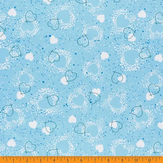 Mook Fabrics Hearts Adored Printed PUL Fabric [60 in. Wide] - By The Yard Blue {3}