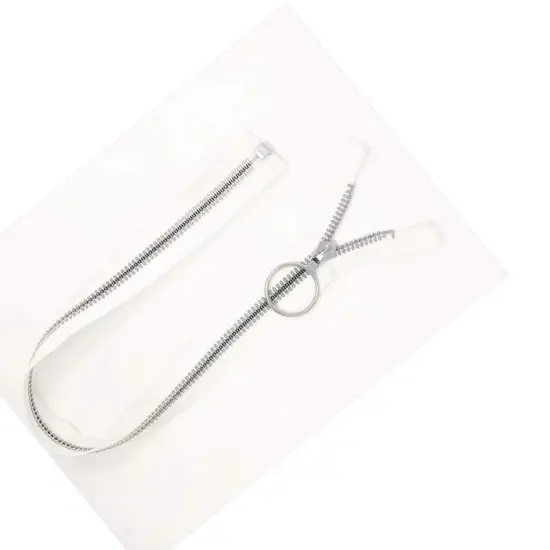 Zipper &ndash; White 21" 10M Polyester Tape Nickel Finish Separating {2}