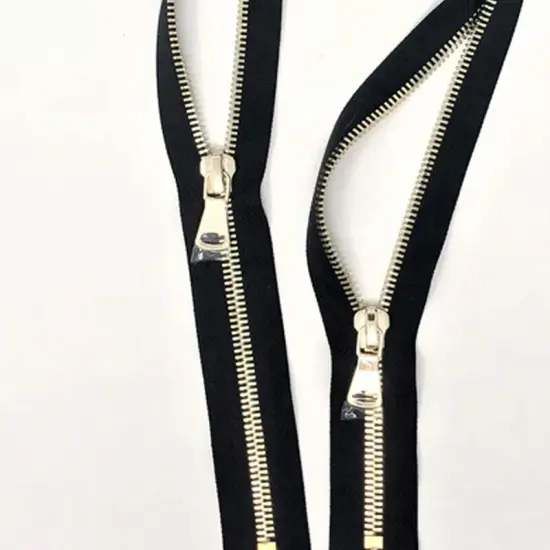 Black Glossy Two Way Backpack or Luggage Zipper 8MM Brass Closed {2}