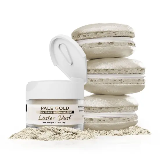 Bakell - Pale Gold Luster Dust (4g, 1x Jar) Edible Vegan Dust & Paint for Baking, Desserts and Beverages {1}