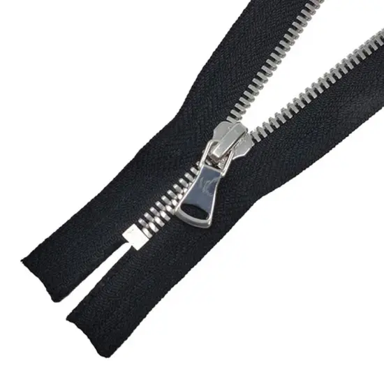 5MM One Way Non Separating Closed Bottom Zipper Black Tape Nickel Teeth 7" {2}