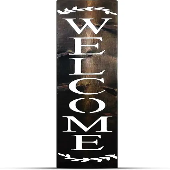 Welcome Sign for Front Door (Brown wooden design) {4}