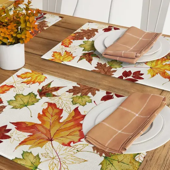 Fall Maple Leaf Placemats Set of 4,(Fall-yellow) {6}