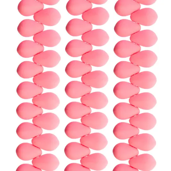 John Bead 114pcs 6x9mm Czech Glass White Alabaster Velvet Drop Bead Strands Soft Pink {2}