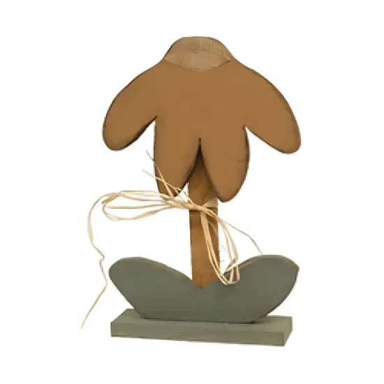 Wood Drooping Daisy Figurines Set with Raffia Bows, Rustic Decor 4 Asstd. {5}