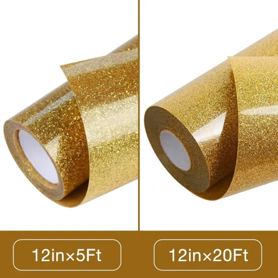 Gold Glitter HTV Heat Transfer Vinyl Roll 12 inch x 5 ft {3}