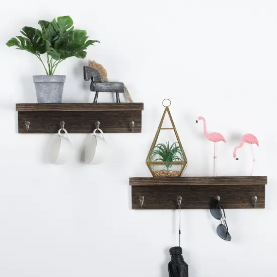 2pcs Floating Wooden Wall Mount Shelves Display Unit Shelf Set Storage Display {3}