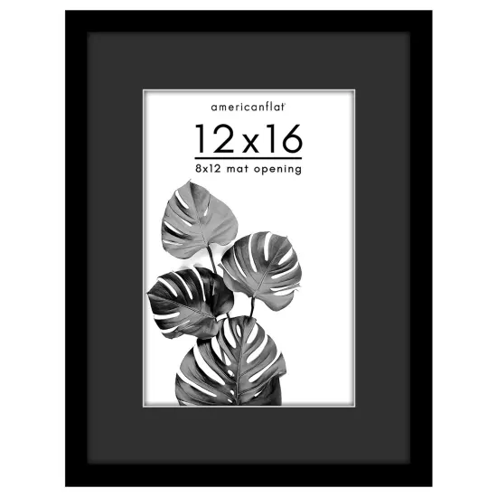 Americanflat Black Picture Frame with Shatter-Resistant Glass - Classic Molding with Black Mat and White Trim {1}