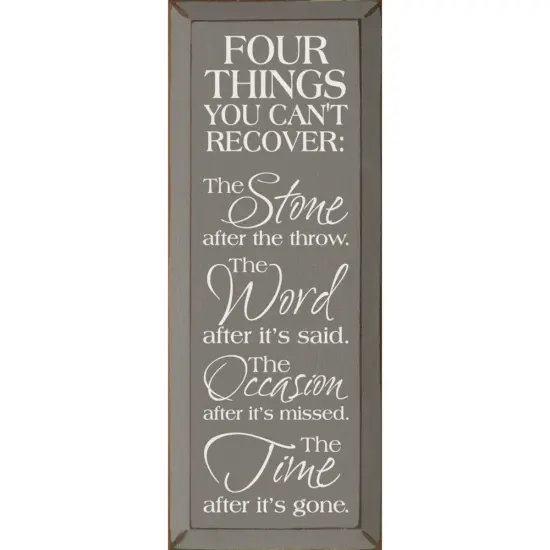 Irrecoverable Moments Stone, Word, Occasion, Time, Crafted in Solid Knotty Pine Grey-White {1}