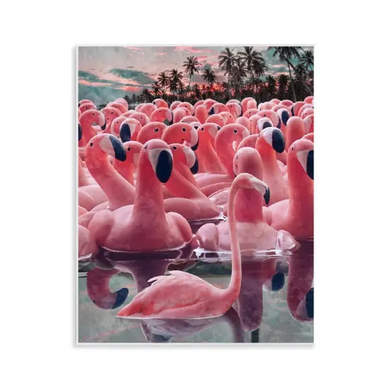 Stupell Industries Flamingo Among Floats Wall Plaque Art Design by Ziwei Li {1}