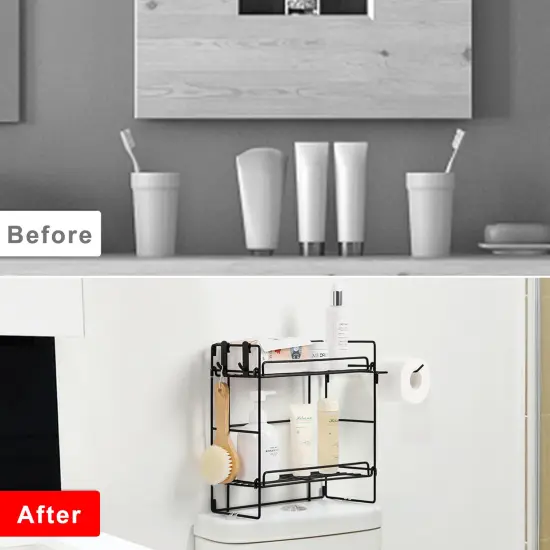 2-Tier Over The Toilet Storage Bathroom Organizer Shelves Toilet Rack Space Saver {5}