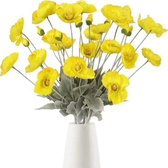 8PCS Artificial Champagne Poppy Flowers &ndash; Silk Fake Poppies for Wedding, Party, & Table Centerpiece Decor {2}