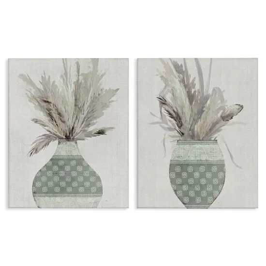 Stupell Industries Boho Rustic Plant Vases 2pc Canvas Wall Art Set Design by Susan Jill {1}